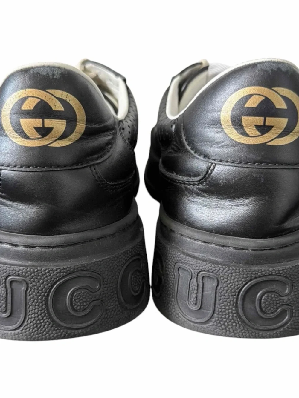 Gucci GG Embossed Sneaker Black Leather Size 12 UK / 12.5 US Men Designer Shoes